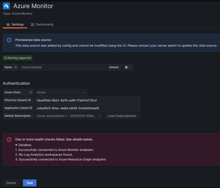 Configuração Azure Monitor